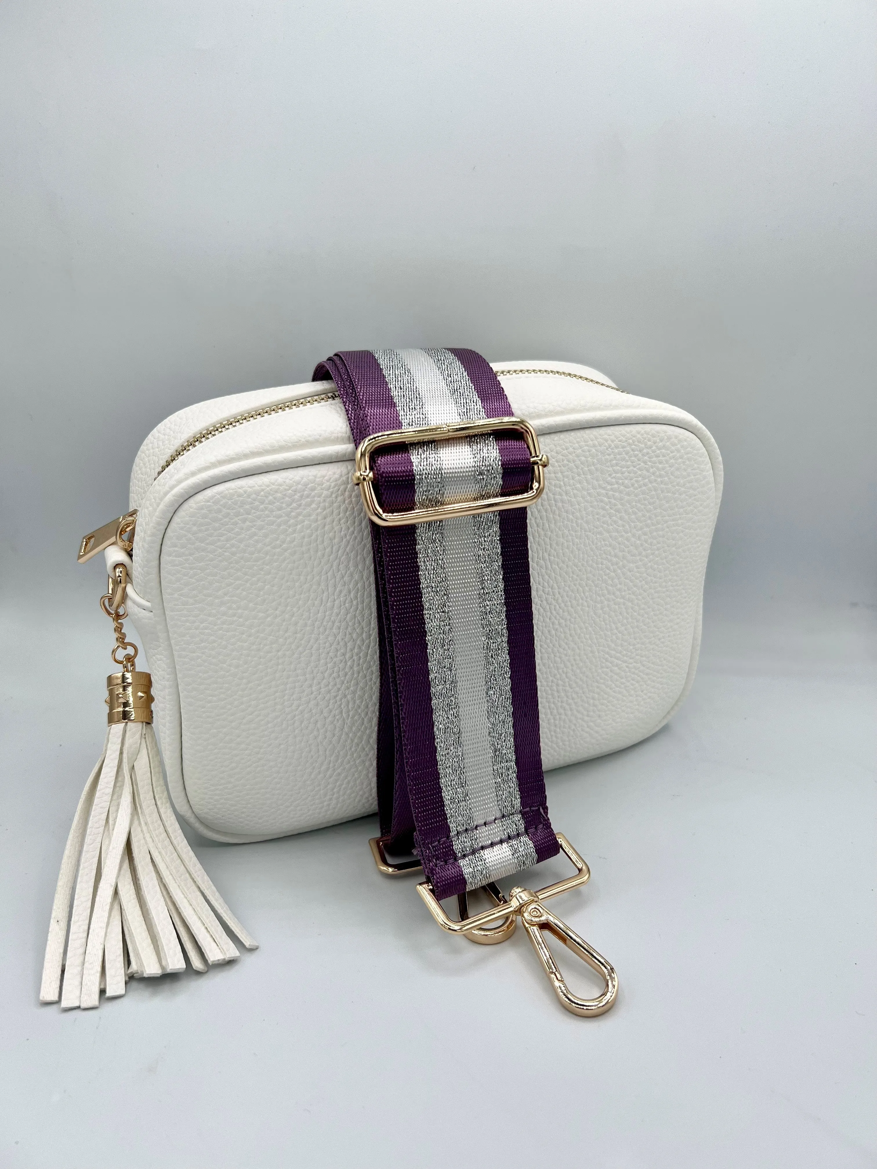 Bag Strap 63 - Purple & Silver Stripe