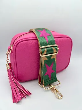 Bag Strap 68 - Green, Gold & Pink Stars