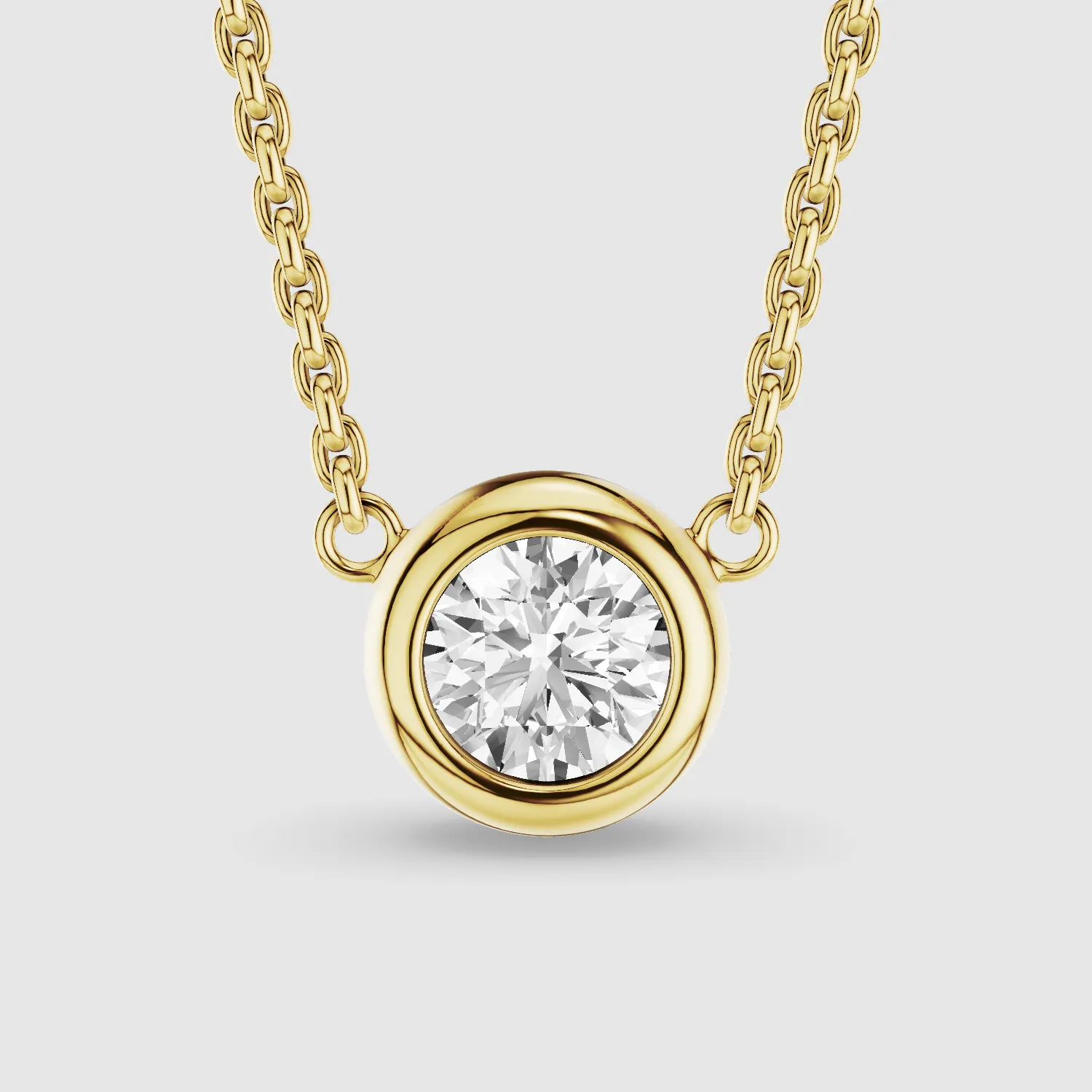 Bezel-Set Solitaire Lab Grown Diamond Pendant-Round