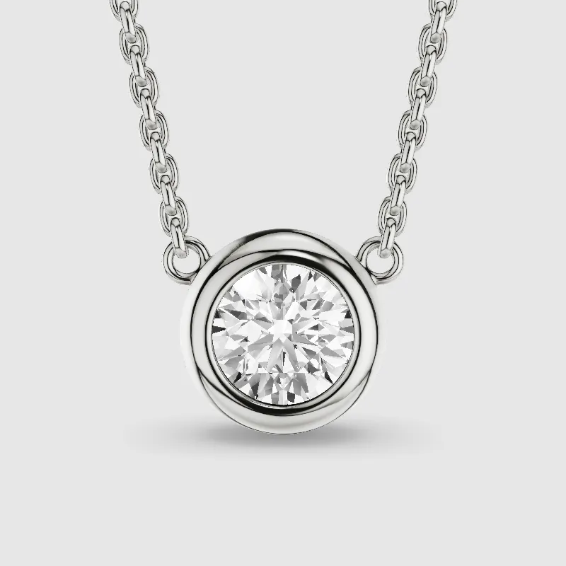 Bezel-Set Solitaire Lab Grown Diamond Pendant-Round
