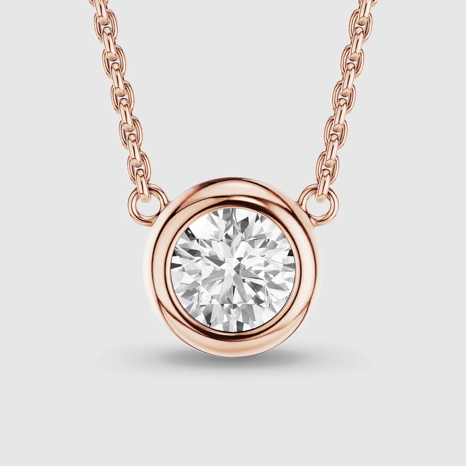 Bezel-Set Solitaire Lab Grown Diamond Pendant-Round