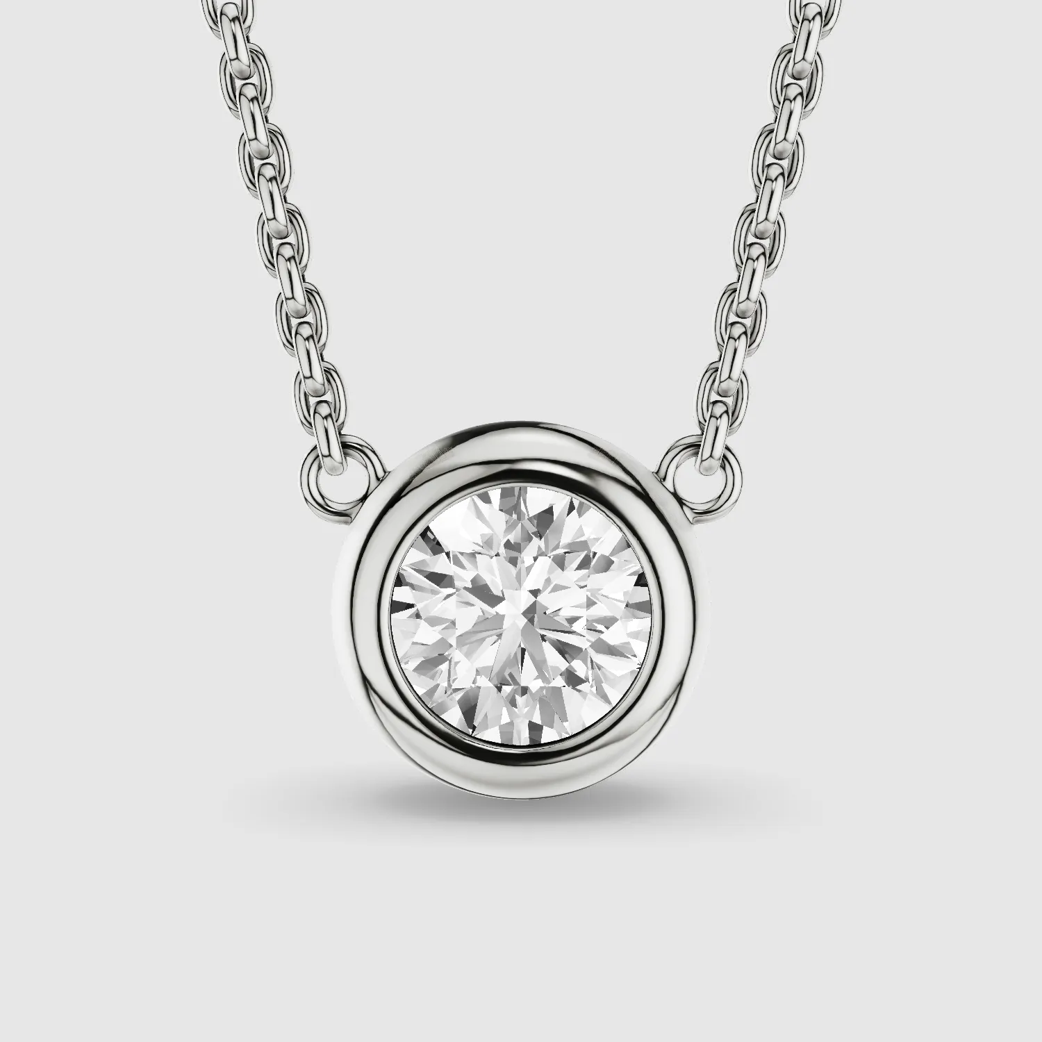 Bezel-Set Solitaire Lab Grown Diamond Pendant-Round