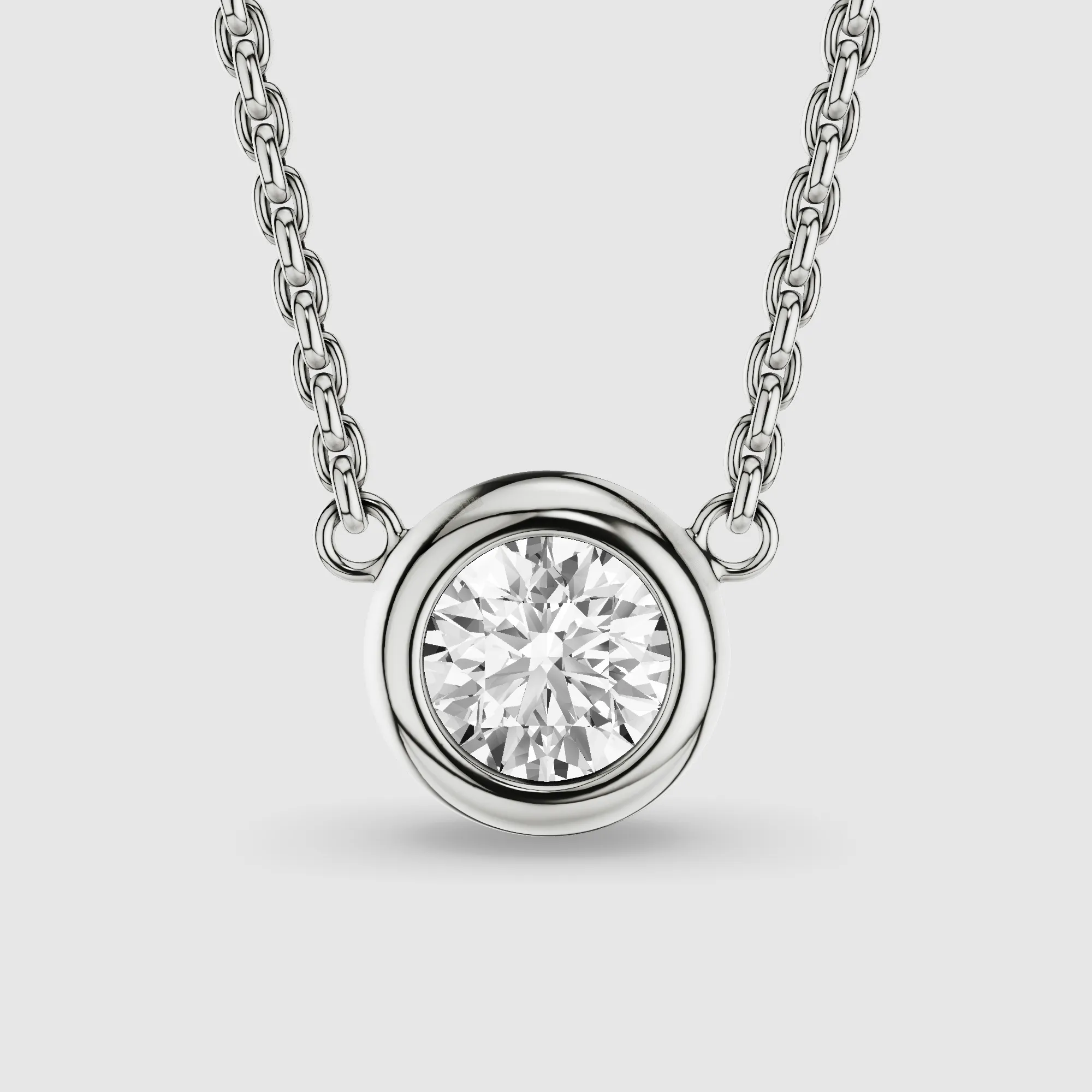 Bezel-Set Solitaire Lab Grown Diamond Pendant-Round