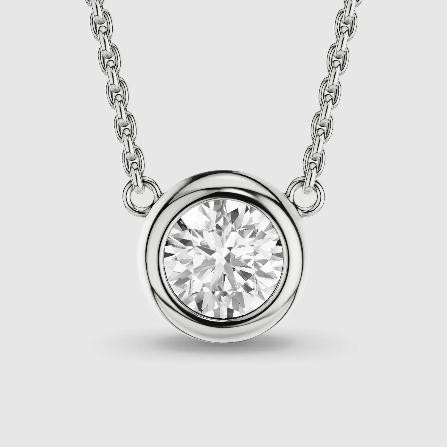 Bezel-Set Solitaire Lab Grown Diamond Pendant-Round