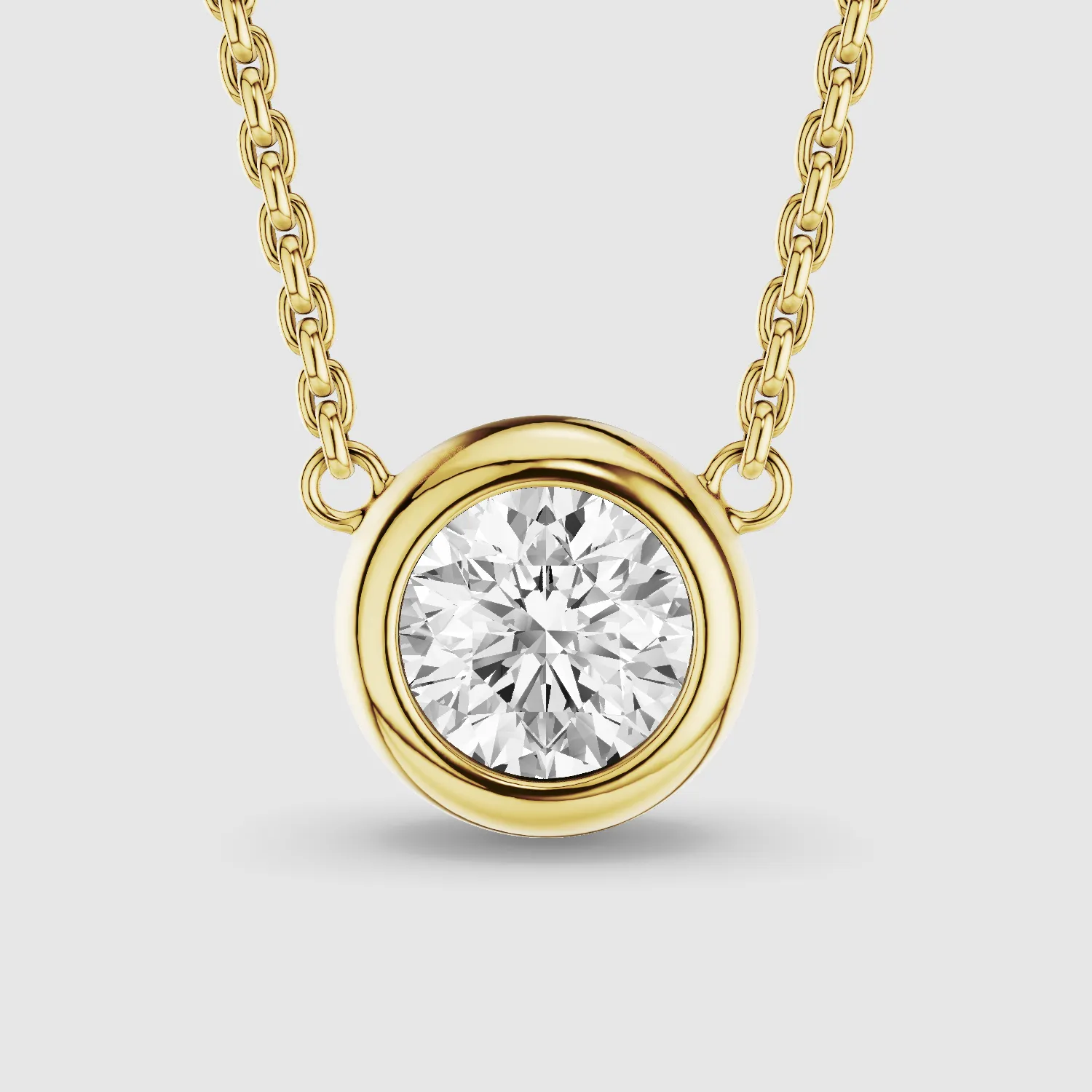 Bezel-Set Solitaire Lab Grown Diamond Pendant-Round