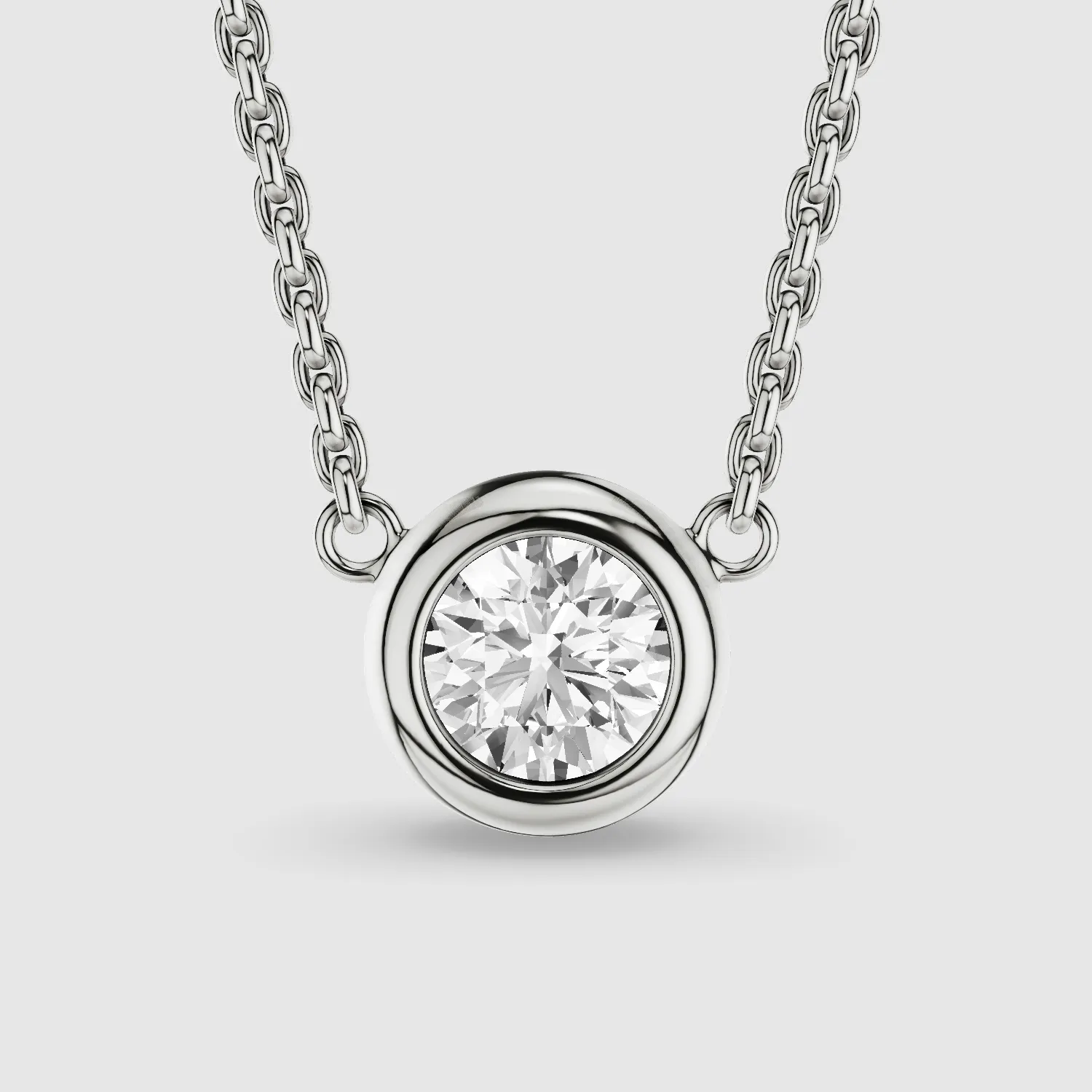 Bezel-Set Solitaire Lab Grown Diamond Pendant-Round