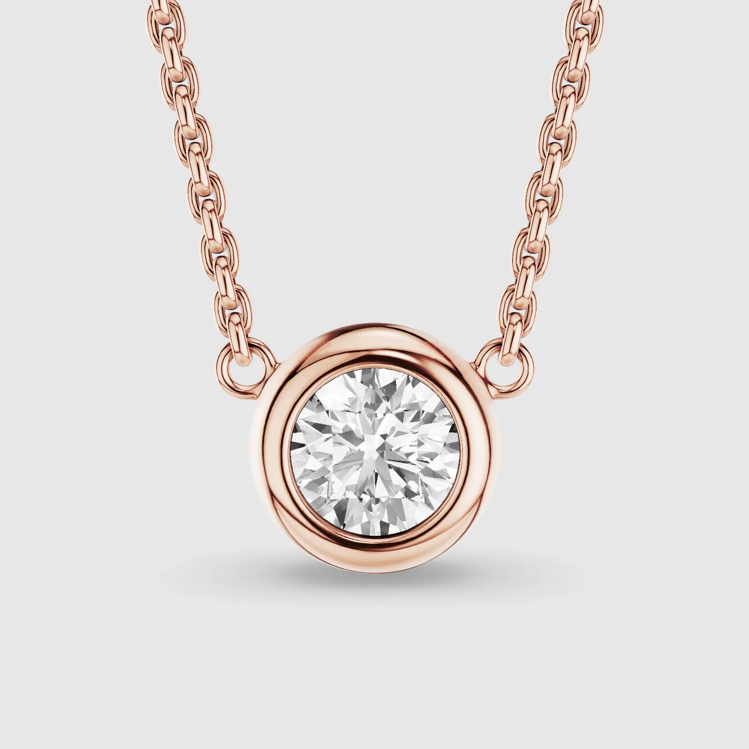 Bezel-Set Solitaire Lab Grown Diamond Pendant-Round