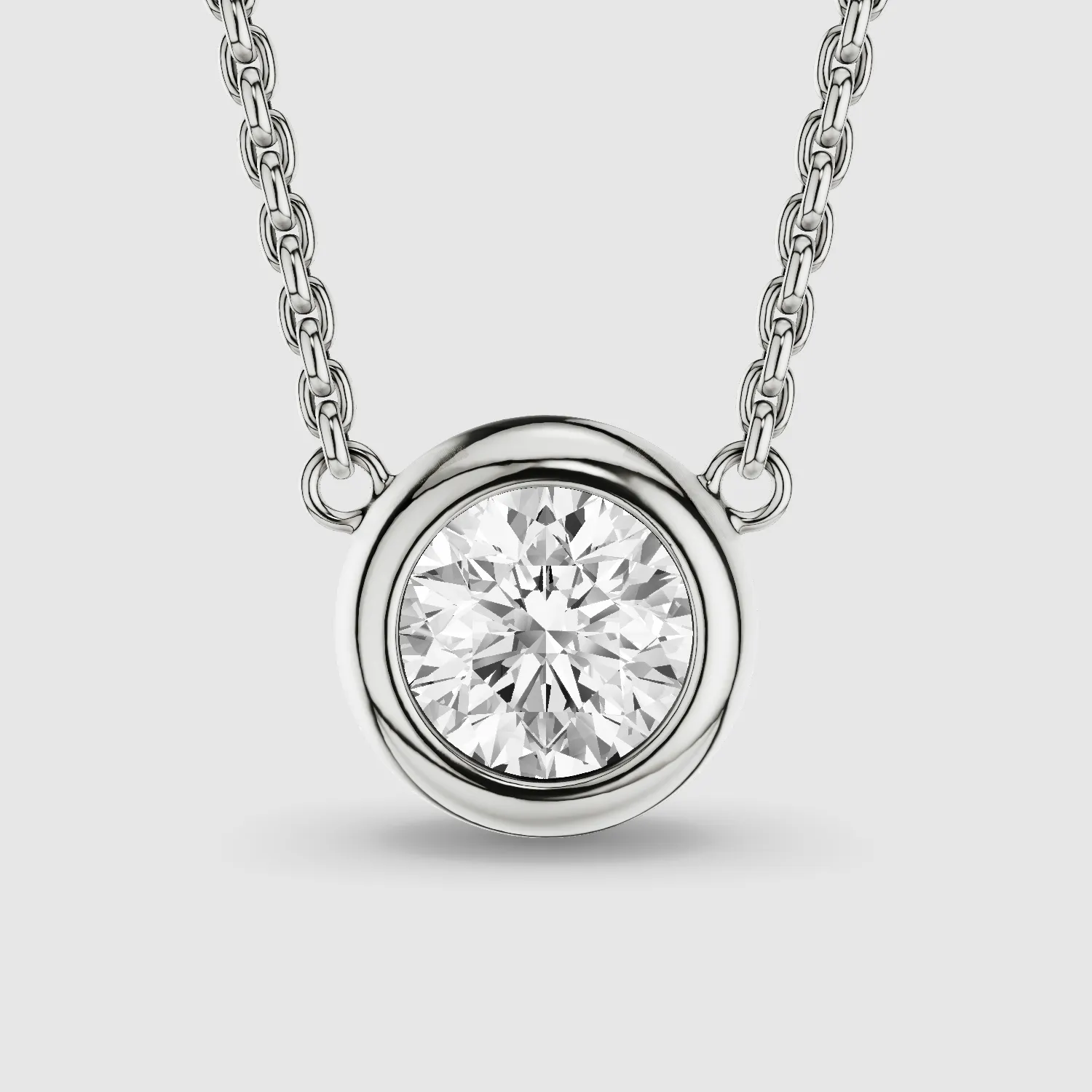 Bezel-Set Solitaire Lab Grown Diamond Pendant-Round