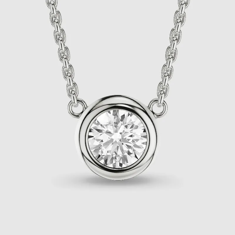 Bezel-Set Solitaire Lab Grown Diamond Pendant-Round
