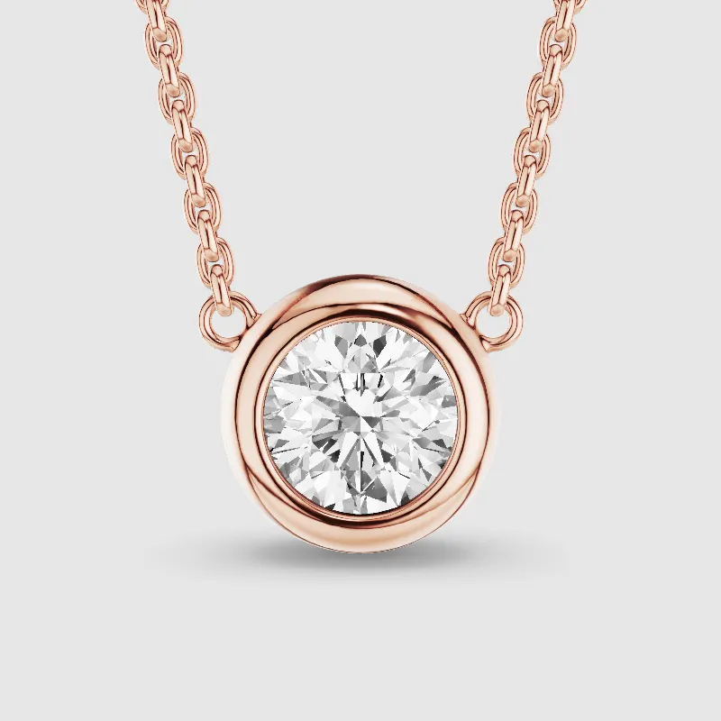 Bezel-Set Solitaire Lab Grown Diamond Pendant-Round