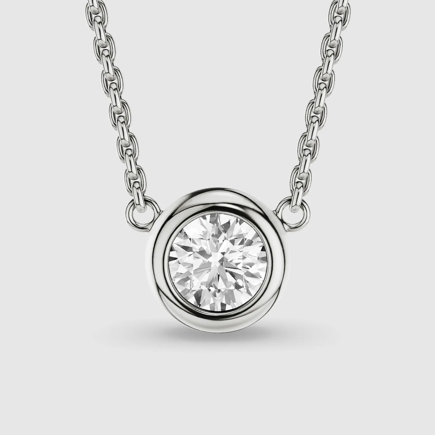 Bezel-Set Solitaire Lab Grown Diamond Pendant-Round