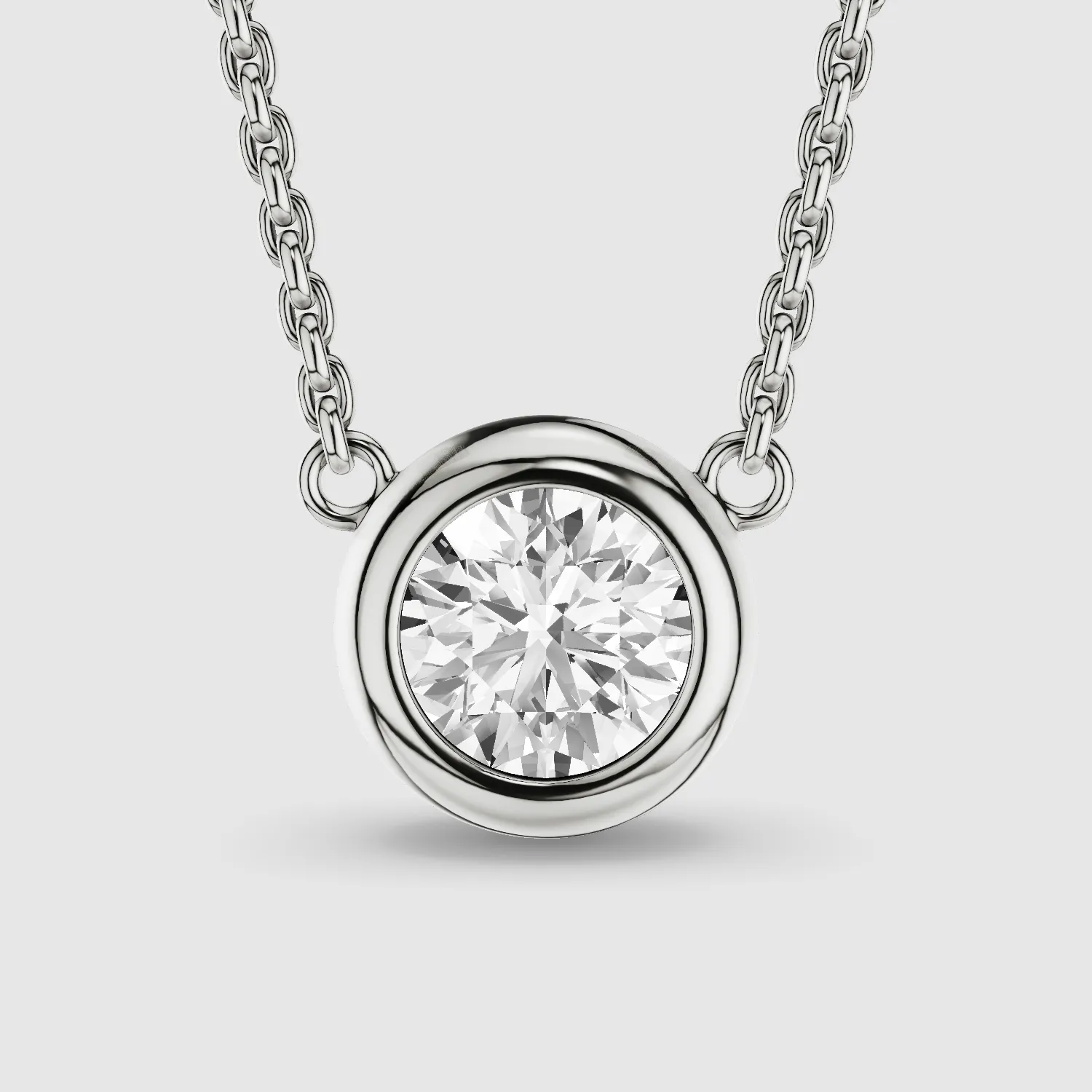 Bezel-Set Solitaire Lab Grown Diamond Pendant-Round