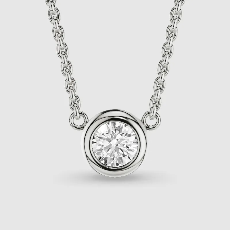 Bezel-Set Solitaire Lab Grown Diamond Pendant-Round