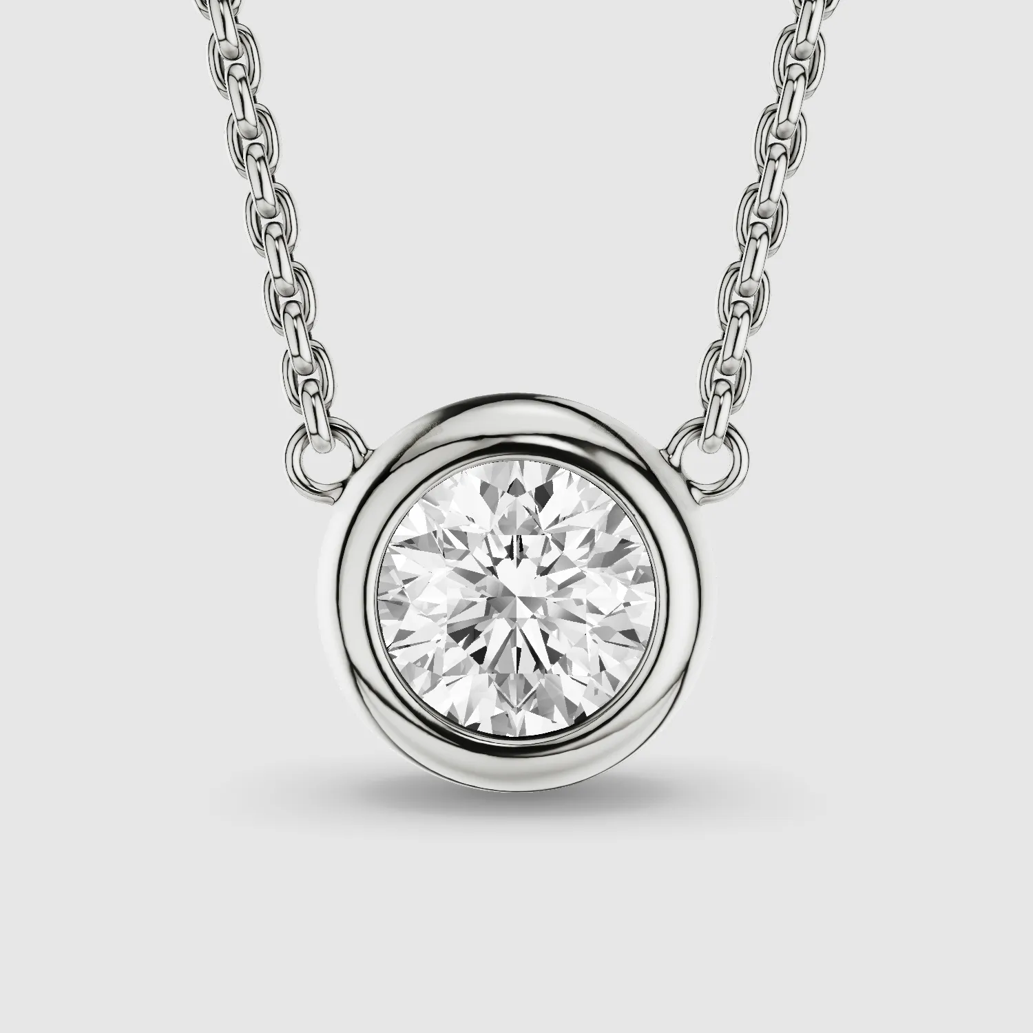 Bezel-Set Solitaire Lab Grown Diamond Pendant-Round