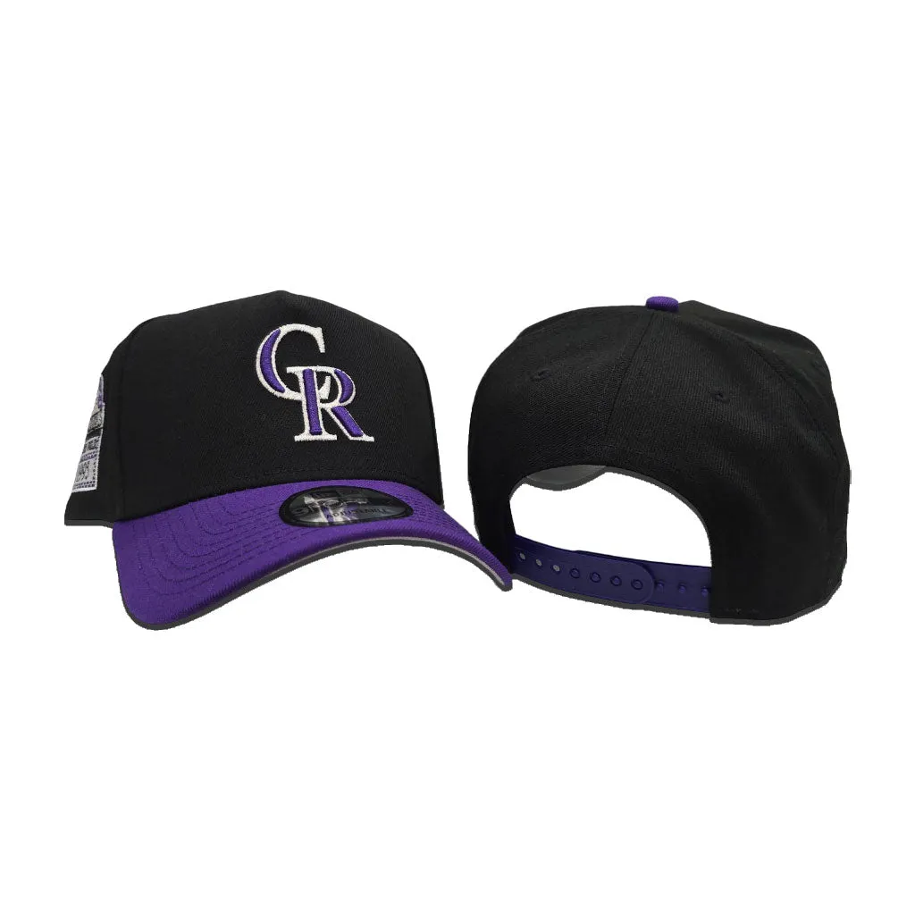 Black Colorado Rockies Curved Brim Black Visor Gray Bottom Coors Field Side Patch New Era 9Forty Snapback