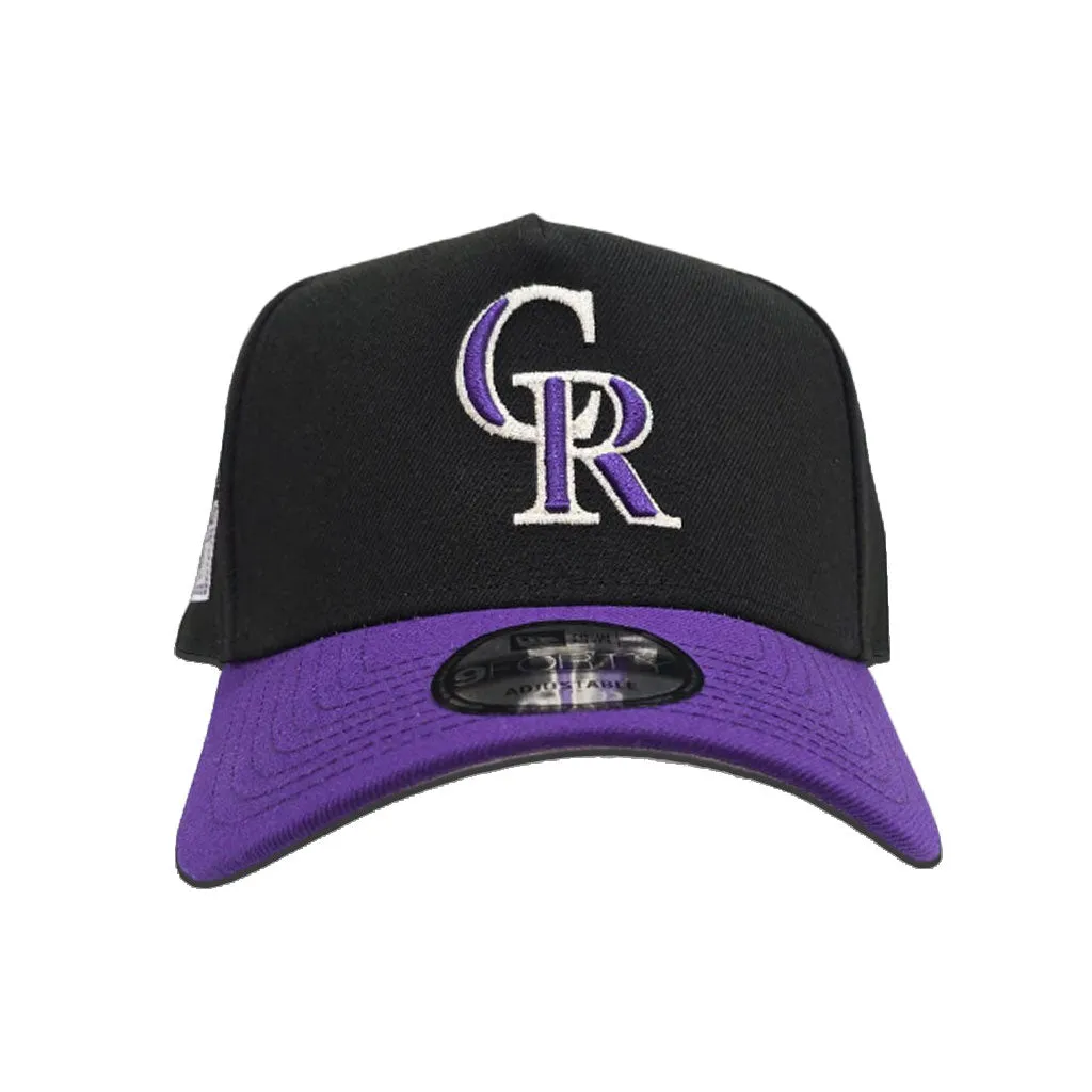 Black Colorado Rockies Curved Brim Black Visor Gray Bottom Coors Field Side Patch New Era 9Forty Snapback