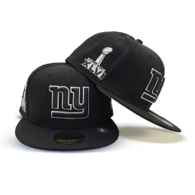 Black New York Giants Gray Bottom Super Bowl XLVI Side Patch New Era 59Fifty Fitted