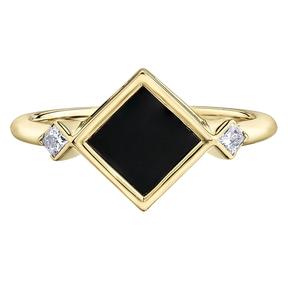 Black Onyx and Canadian Diamond Ring