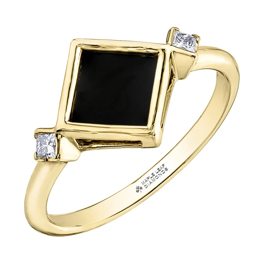 Black Onyx and Canadian Diamond Ring