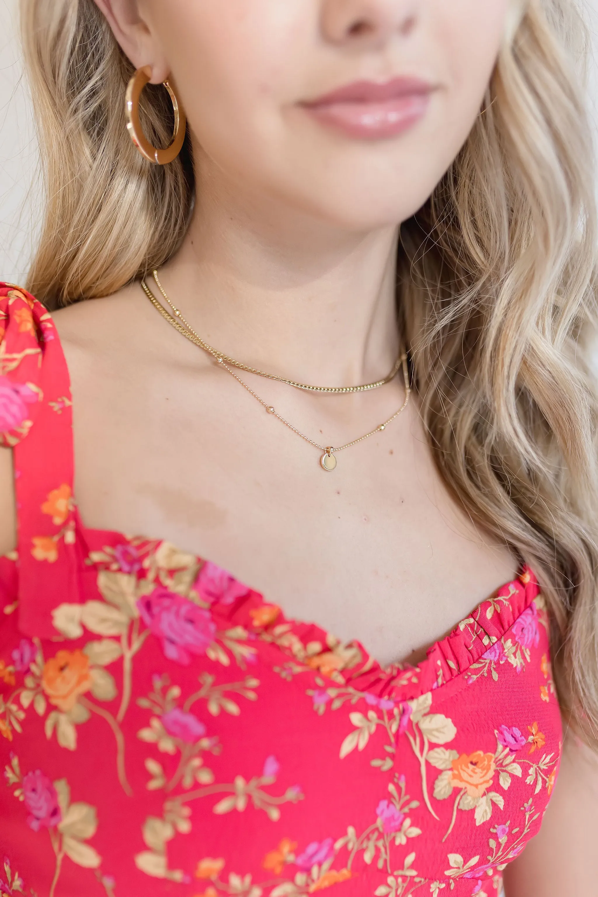 Blaire Layered Circle Charm Necklace Gold