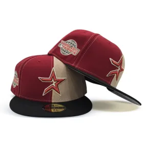 Brick Red/Tan Split Houston Astros Black Visor Gray Bottom 2005 World Series Side Patch New Era 59Fifty Fitted