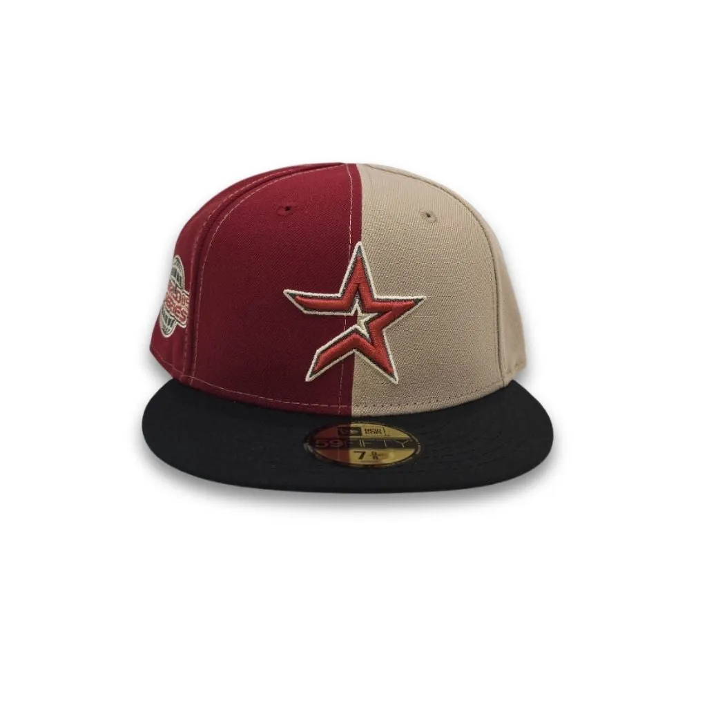 Brick Red/Tan Split Houston Astros Black Visor Gray Bottom 2005 World Series Side Patch New Era 59Fifty Fitted
