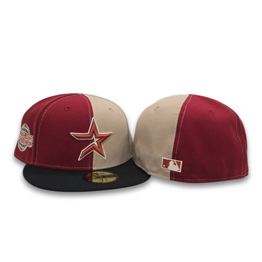Brick Red/Tan Split Houston Astros Black Visor Gray Bottom 2005 World Series Side Patch New Era 59Fifty Fitted