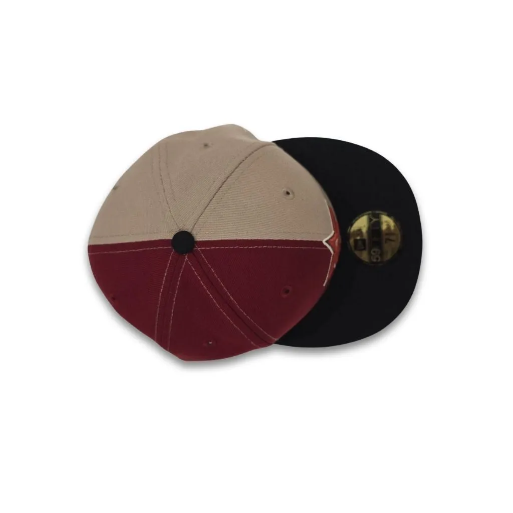 Brick Red/Tan Split Houston Astros Black Visor Gray Bottom 2005 World Series Side Patch New Era 59Fifty Fitted
