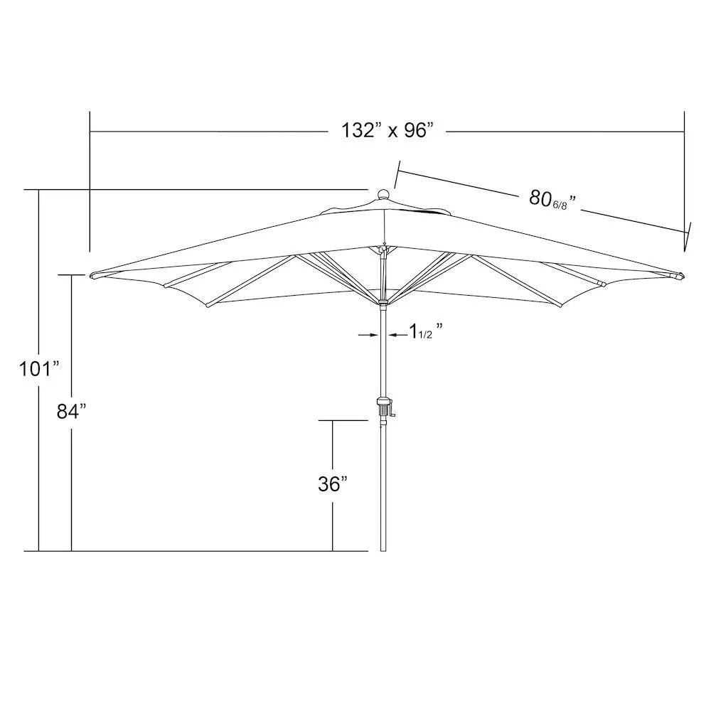 California Umbrella 11' Tahoe Series Patio Umbrella With Bronze Aluminum Pole Aluminum Ribs  Crank Lift With Sunbrella Fabric