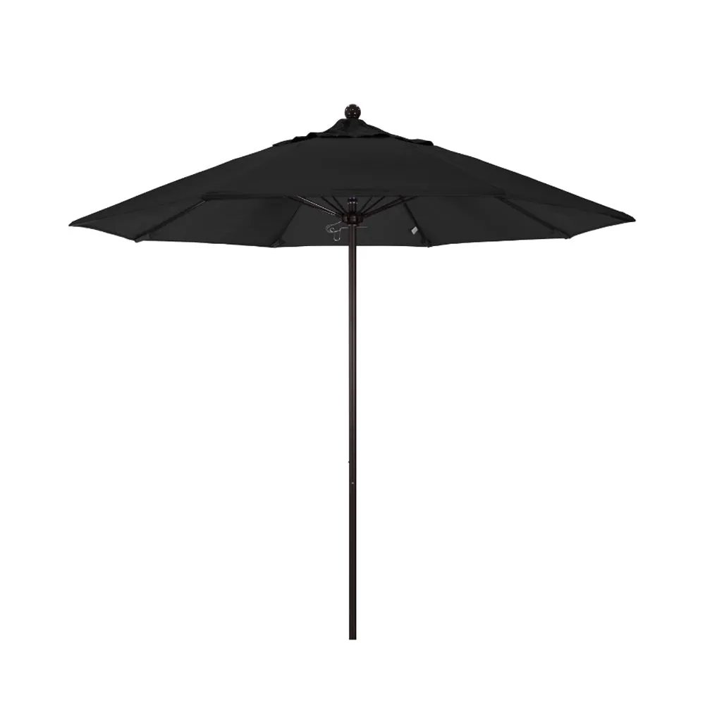 California Umbrella 9' Venture Series Patio Umbrella With Bronze Aluminum Pole Fiberglass Ribs Push Lift With Olefin Fabric