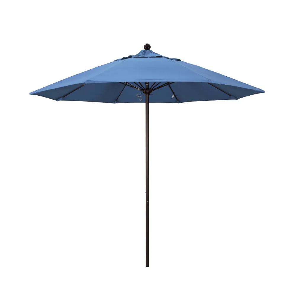 California Umbrella 9' Venture Series Patio Umbrella With Bronze Aluminum Pole Fiberglass Ribs Push Lift With Olefin Fabric