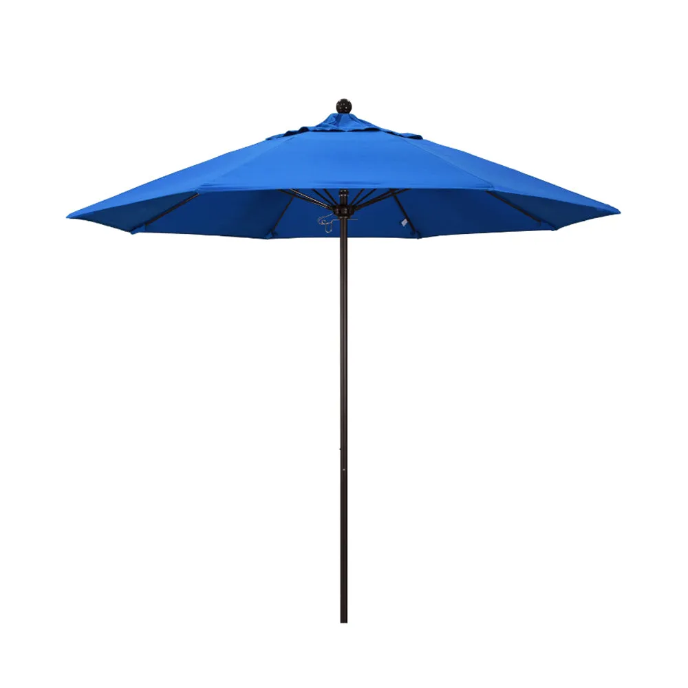 California Umbrella 9' Venture Series Patio Umbrella With Bronze Aluminum Pole Fiberglass Ribs Push Lift With Olefin Fabric