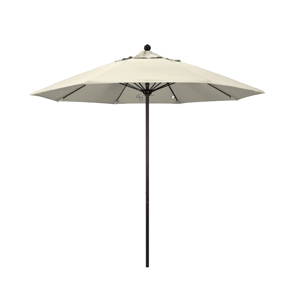 California Umbrella 9' Venture Series Patio Umbrella With Bronze Aluminum Pole Fiberglass Ribs Push Lift With Olefin Fabric