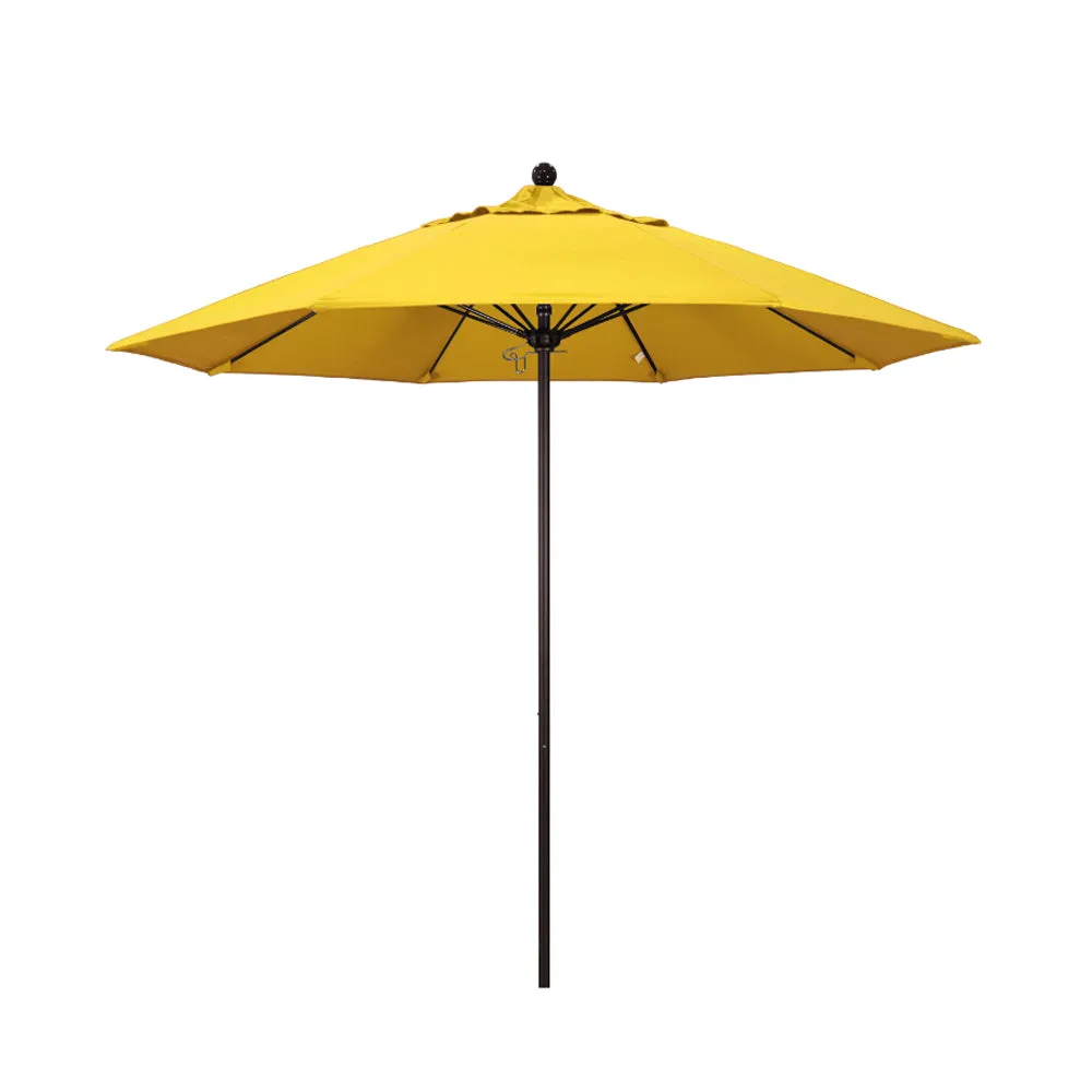 California Umbrella 9' Venture Series Patio Umbrella With Bronze Aluminum Pole Fiberglass Ribs Push Lift With Olefin Fabric