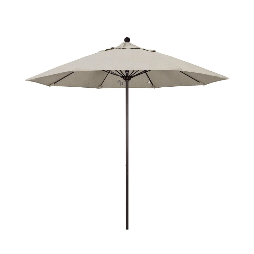 California Umbrella 9' Venture Series Patio Umbrella With Bronze Aluminum Pole Fiberglass Ribs Push Lift With Olefin Fabric
