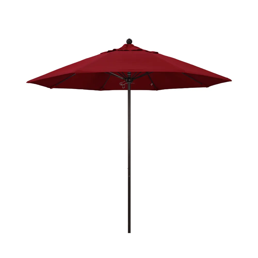 California Umbrella 9' Venture Series Patio Umbrella With Bronze Aluminum Pole Fiberglass Ribs Push Lift With Olefin Fabric