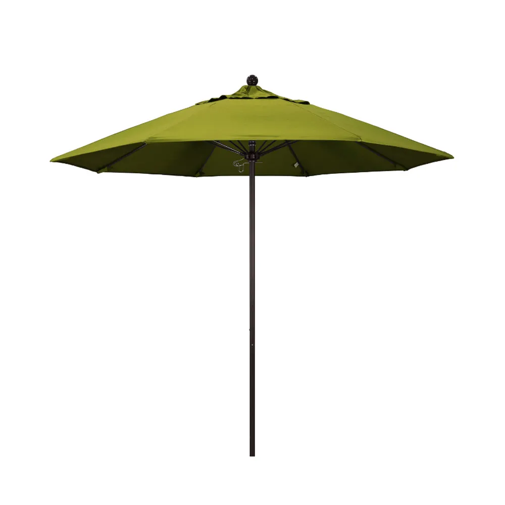 California Umbrella 9' Venture Series Patio Umbrella With Bronze Aluminum Pole Fiberglass Ribs Push Lift With Olefin Fabric