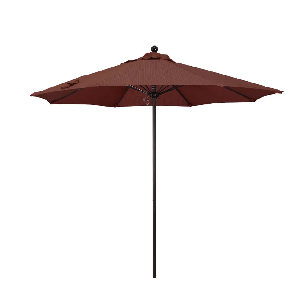California Umbrella 9' Venture Series Patio Umbrella With Bronze Aluminum Pole Fiberglass Ribs Push Lift With Olefin Fabric