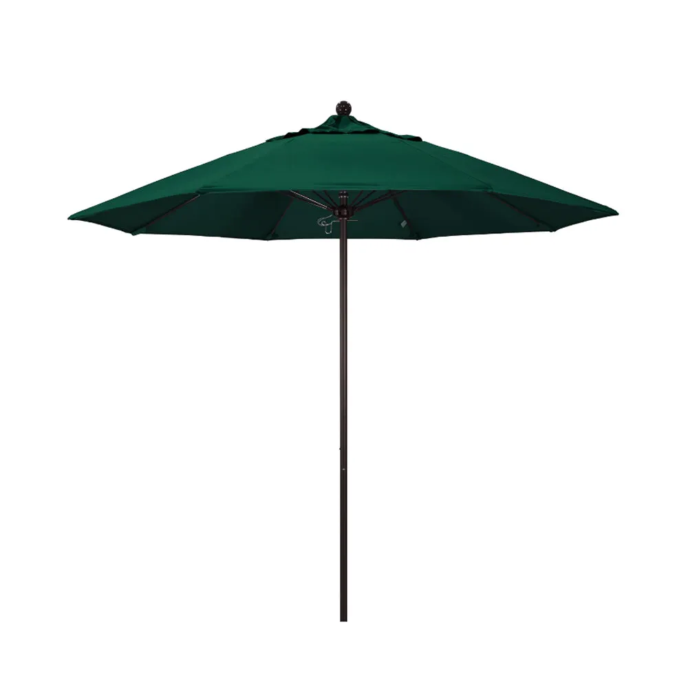 California Umbrella 9' Venture Series Patio Umbrella With Bronze Aluminum Pole Fiberglass Ribs Push Lift With Olefin Fabric