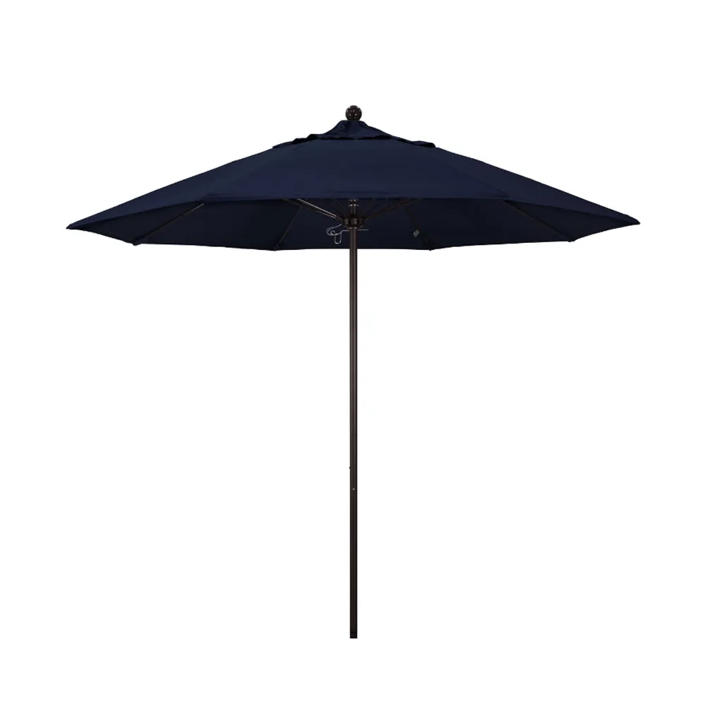 California Umbrella 9' Venture Series Patio Umbrella With Bronze Aluminum Pole Fiberglass Ribs Push Lift With Olefin Fabric