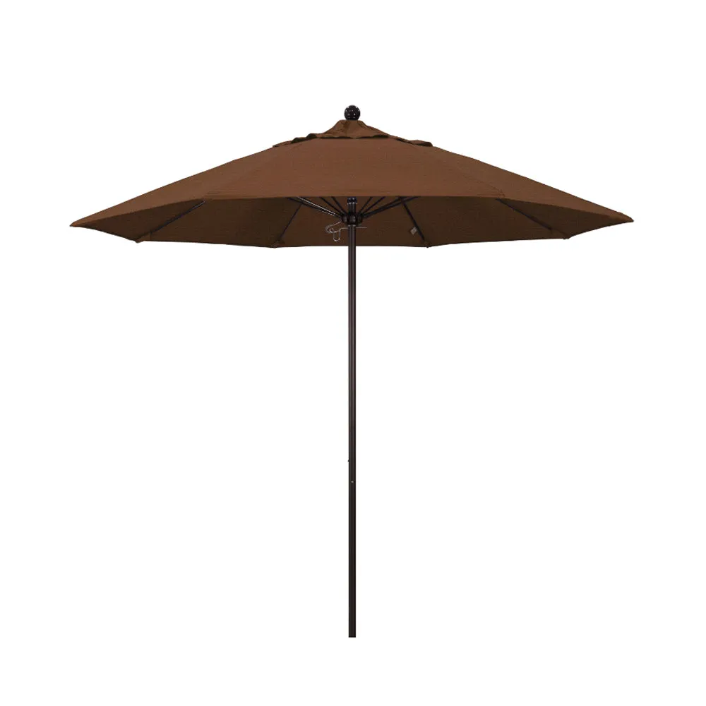 California Umbrella 9' Venture Series Patio Umbrella With Bronze Aluminum Pole Fiberglass Ribs Push Lift With Olefin Fabric