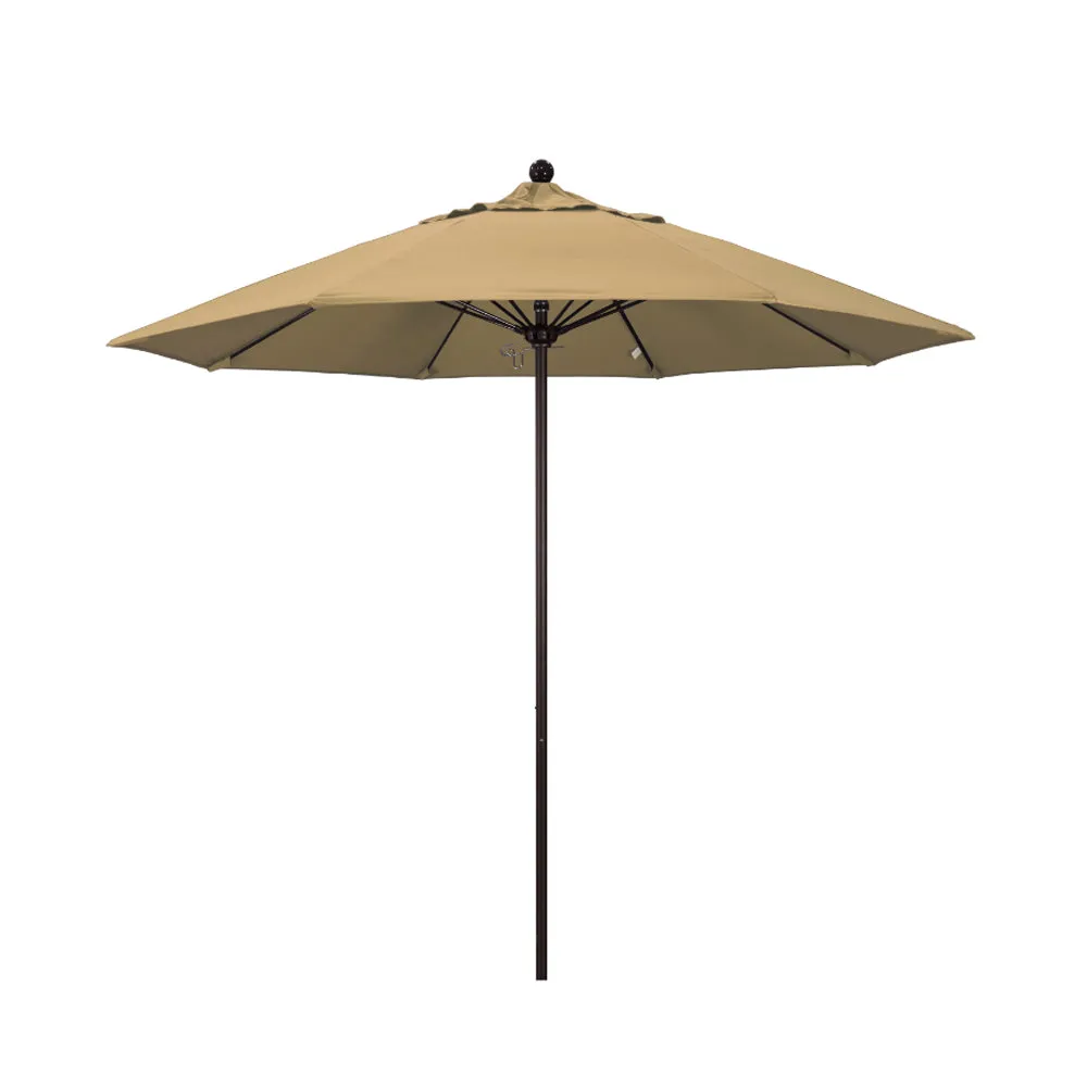 California Umbrella 9' Venture Series Patio Umbrella With Bronze Aluminum Pole Fiberglass Ribs Push Lift With Olefin Fabric