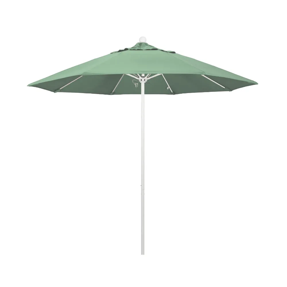 California Umbrella 9' Venture Series Patio Umbrella With Matted White Aluminum Pole Fiberglass Ribs Push Lift With Pacifica Fabric