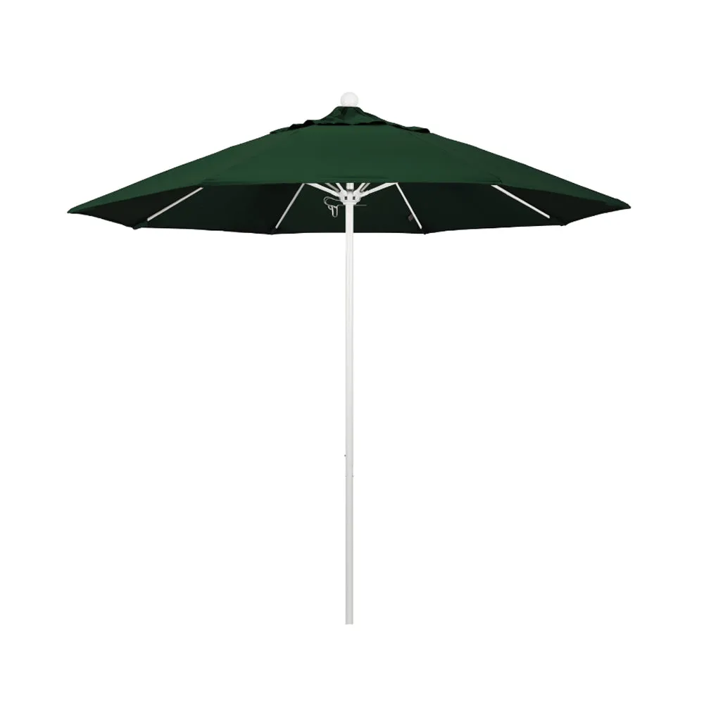 California Umbrella 9' Venture Series Patio Umbrella With Matted White Aluminum Pole Fiberglass Ribs Push Lift With Pacifica Fabric