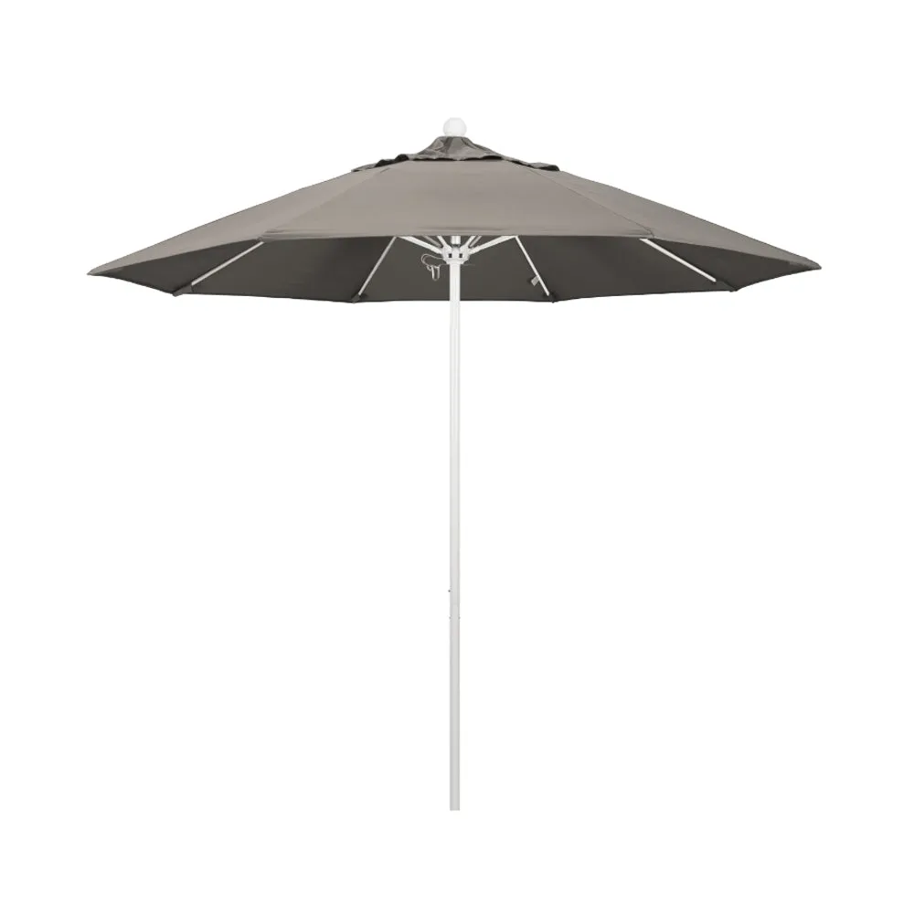 California Umbrella 9' Venture Series Patio Umbrella With Matted White Aluminum Pole Fiberglass Ribs Push Lift With Pacifica Fabric