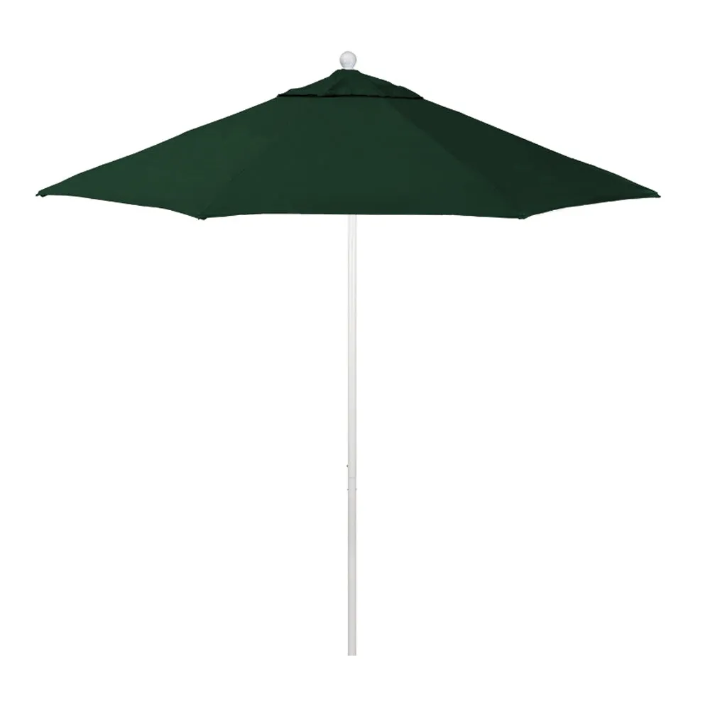 California Umbrella 9' Venture Series Patio Umbrella With Matted White Aluminum Pole Fiberglass Ribs Push Lift With Sunbrella Fabric