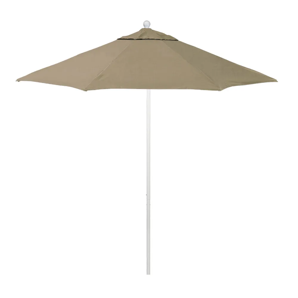 California Umbrella 9' Venture Series Patio Umbrella With Matted White Aluminum Pole Fiberglass Ribs Push Lift With Sunbrella Fabric