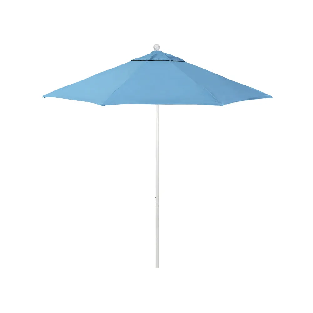California Umbrella 9' Venture Series Patio Umbrella With Matted White Aluminum Pole Fiberglass Ribs Push Lift With Sunbrella Fabric