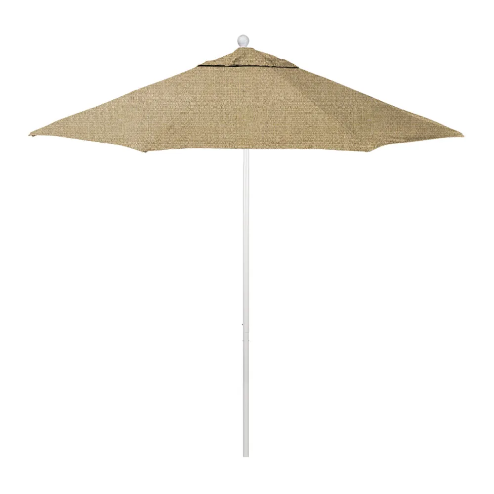 California Umbrella 9' Venture Series Patio Umbrella With Matted White Aluminum Pole Fiberglass Ribs Push Lift With Sunbrella Fabric
