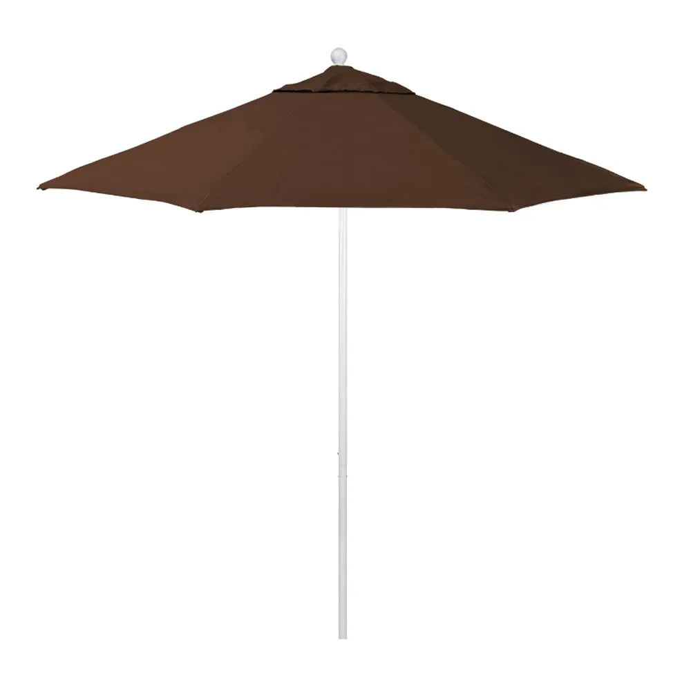 California Umbrella 9' Venture Series Patio Umbrella With Matted White Aluminum Pole Fiberglass Ribs Push Lift With Sunbrella Fabric
